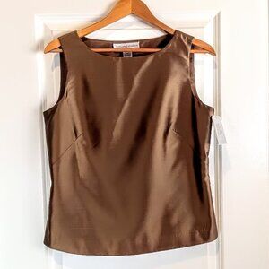 Bloomingdale's Sutton Studio Bronze Mocha Silk Sleeveless Top NWT